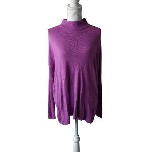Lou & Grey Womens Purple Knit Turtleneck Sweater Pullover S